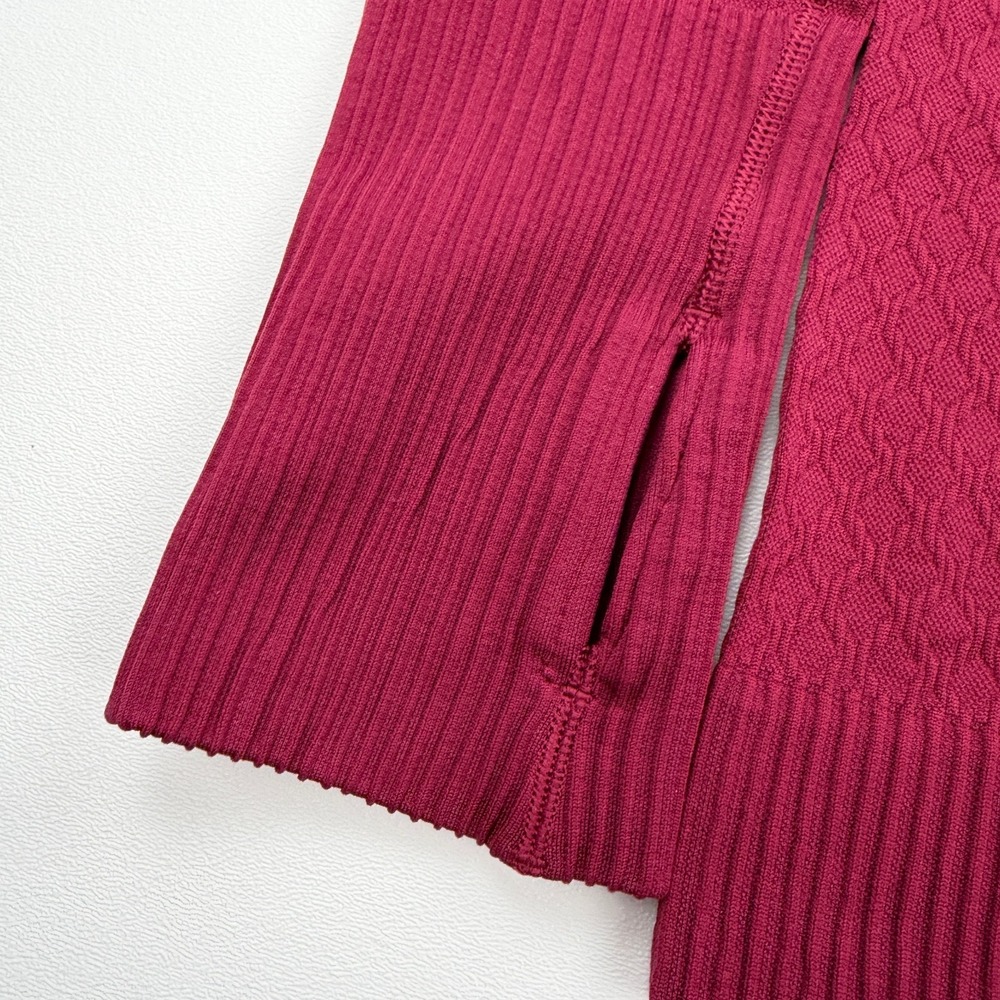 Lululemon Rest Less 1/4 Zip Pullover Womens 2 Top Thumbholes Burgundy Thumb Hole - Picture 2 of 8